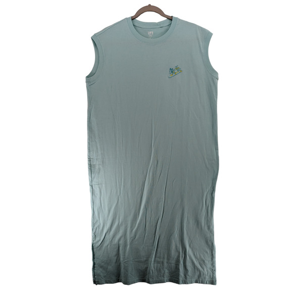 Disney Mickey Aloha Tank Dress M Green Midi Sleeveless Graphics Skateboard Crew - Picture 1 of 13